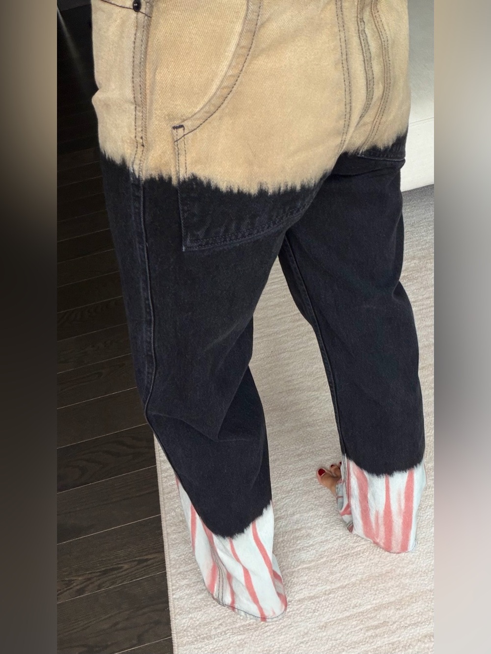 Eckhaus Latta Abstract Dip Dye Wide Leg Jeans Size 27 Made in USA - Picture 3 of 6